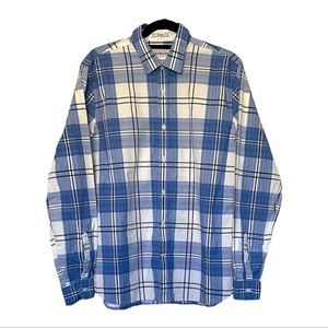 EXPRESS Men's Size Large Shirt Blue Paid Button Down Long Sleeve 16 - 16 1/2